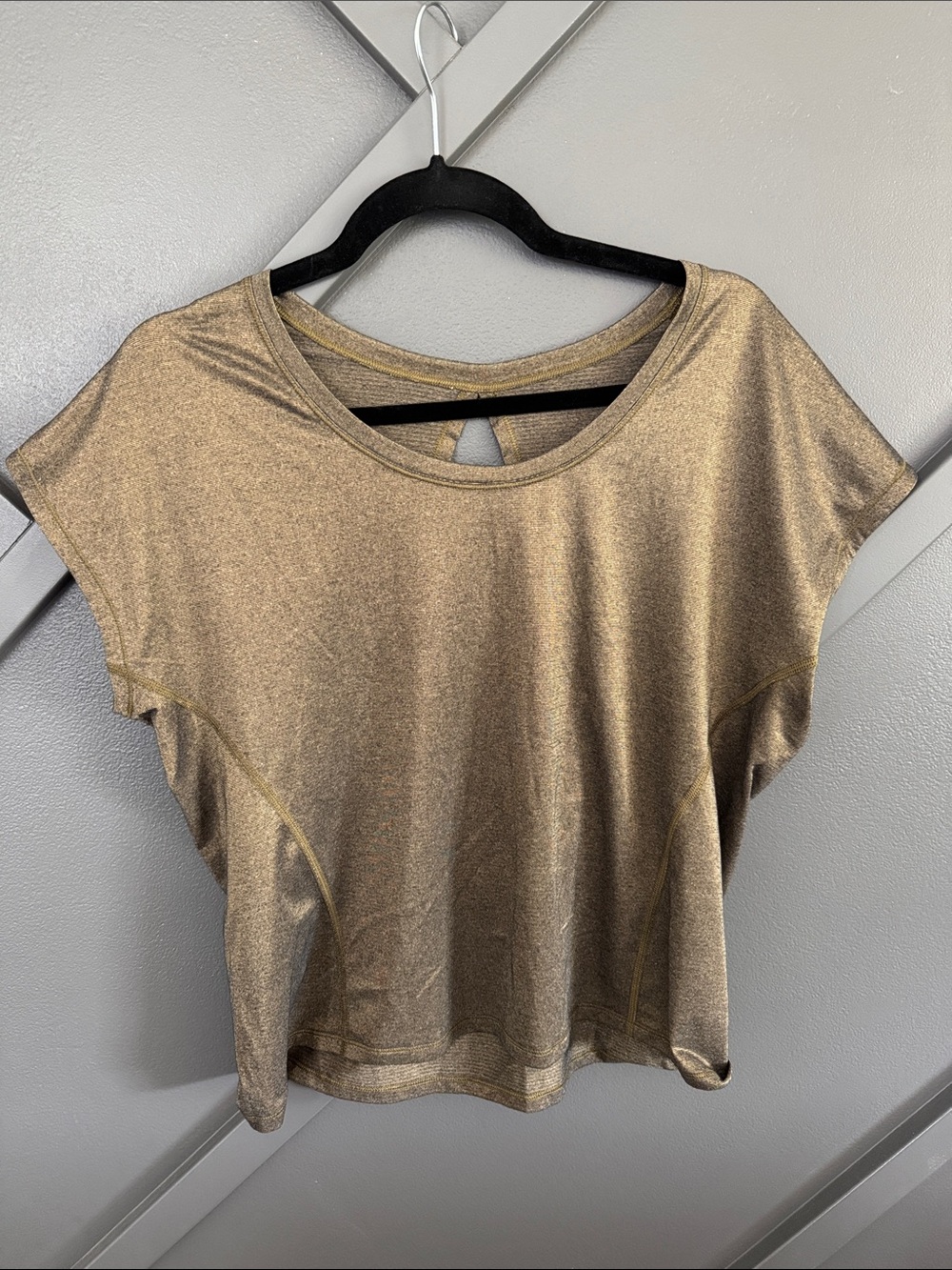 lululemon athletica Metallic Gold Short Sleeve Crop Top